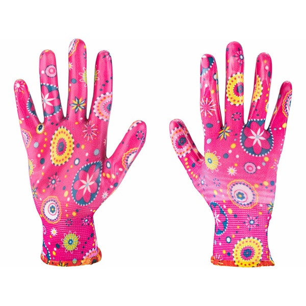 EXTOL LADY kerti kesztyű, rózsaszín, poliészter, méret:  8` nitrilbe mártott teny. és ujjhegy., gumírozott mandzsetta, Extol Lady [ 8856674 ]