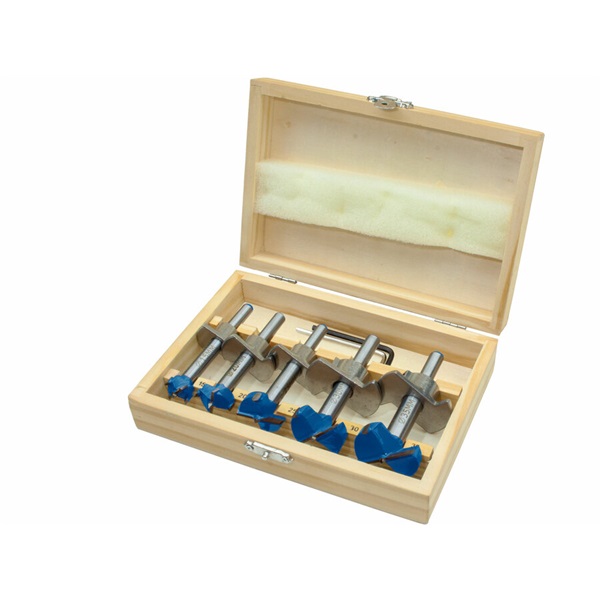 EXTOL CRAFT pánthelymaró klt. fára, 5db, átm.:15-20-25-30-35mm, mélységállítóval, keményfém lapkás, befogás: 7 ill. 8mm, fadobozban [ 902003 ]